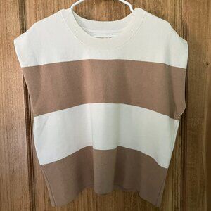 Anthropologie | Maeve Noah  Muscle Sweater Tank | Cream & Camel Striped, Medium